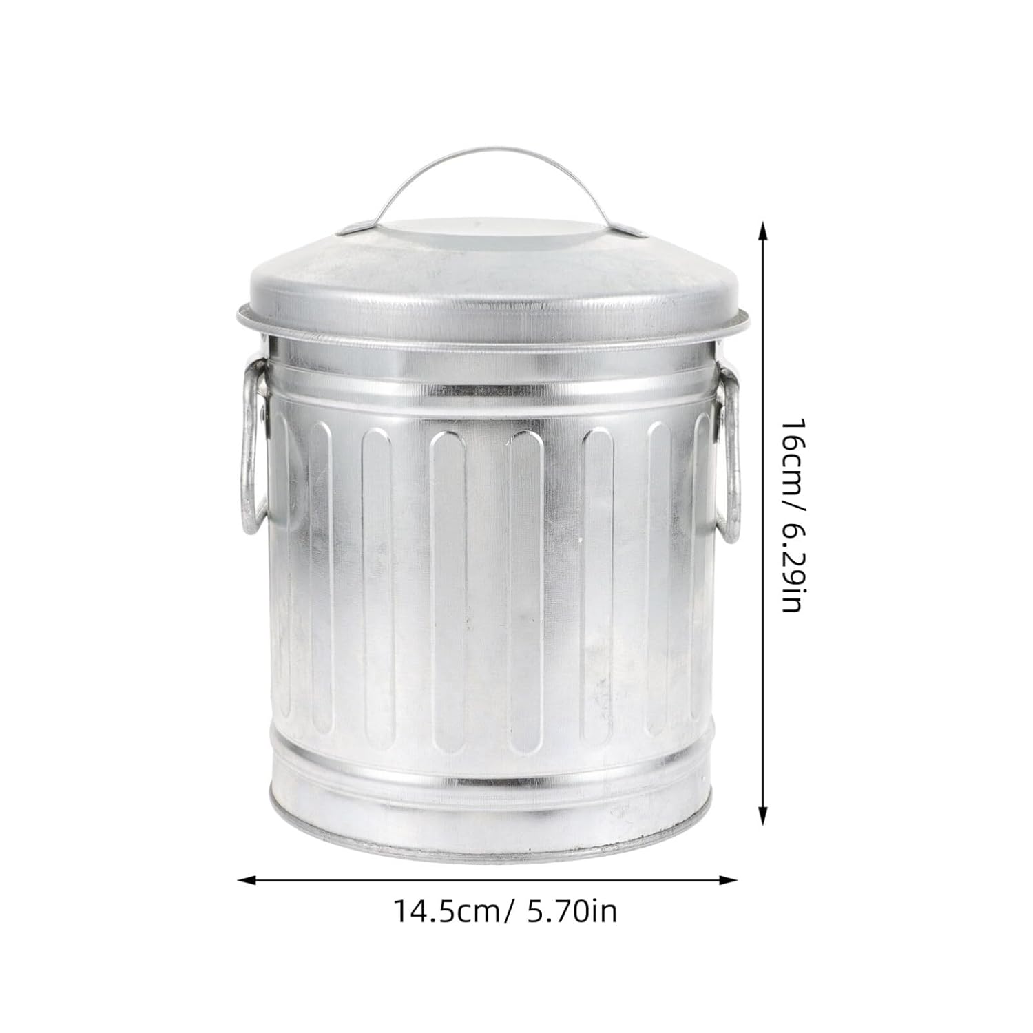 Mini Metal Trash can with Lid Bucket Shaped Small Wastebasket for Desktop Office Bedroom and Home Use Versatile Storage Barrel for Pens Flowers and Rubbish 7.48X5.70X5.11 Inches