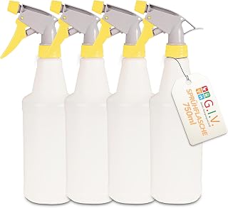G.I.V. Sprühflaschen Set 4x Gelb - Leere Sprühflasche zum Befüllen für Reinigungsmittel, Desinfektionsmittel, Friseursprühflasche, Pflanzen, Bügeln - Feine Zerstäubung & chemikalienbeständig (750ml)