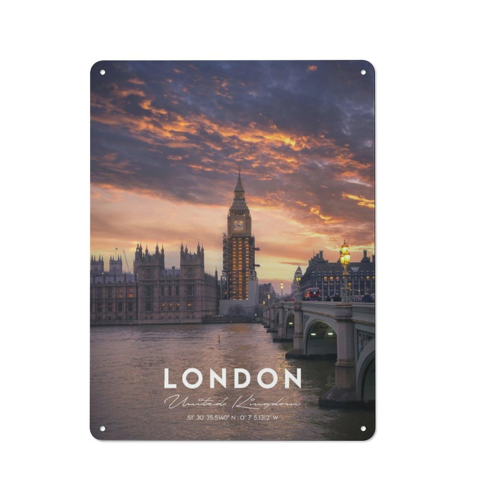 Junmoney Westminster Tin Sign 40X30cm With For Workshop Wall, Rustic Decor, Suited To Workshop Decor Fans