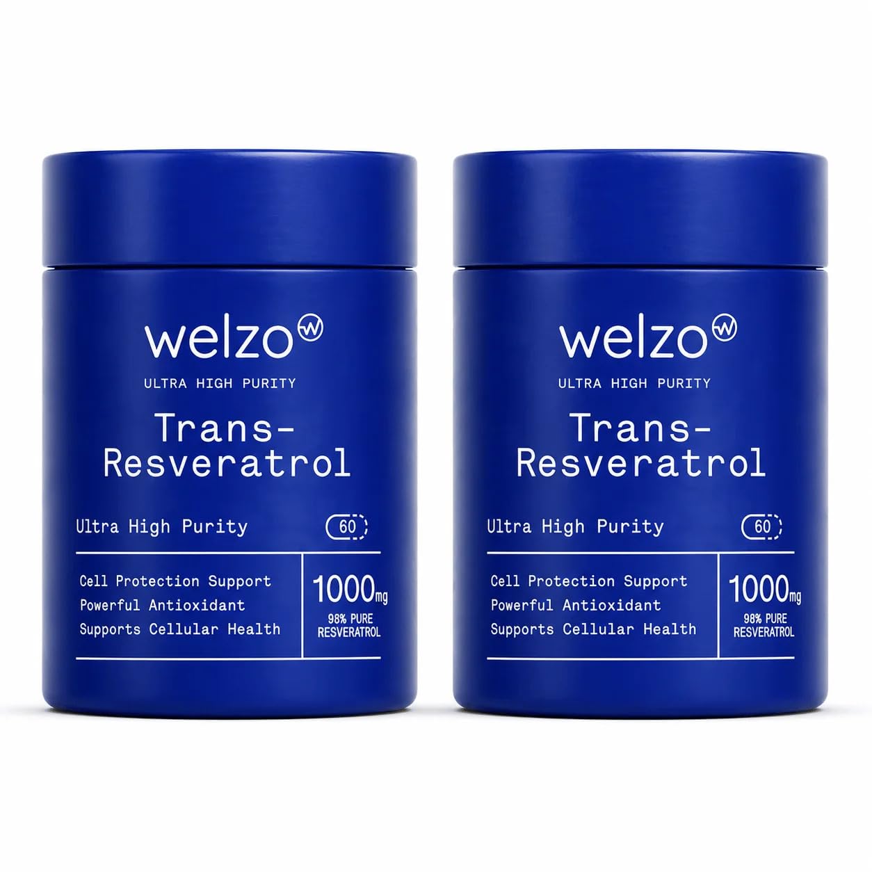 Welzo Ultra-Hochreines Trans-Resveratrol 1000mg Kapseln | 98% Standardisierter Japanischer Staudenknöterich-Extrakt | Vegetarische Kapseln | 60 Stück