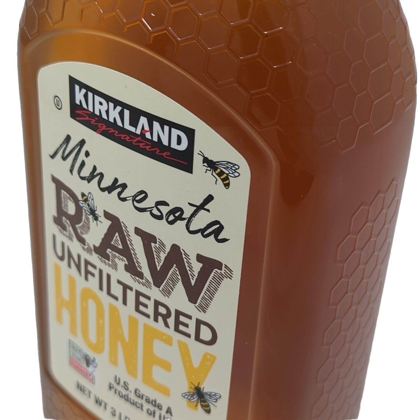 Minnesota Raw Unfiltered Honey US Grade A - True Source Certified, 3 lb Plastic Bottle - Kirkland Signature