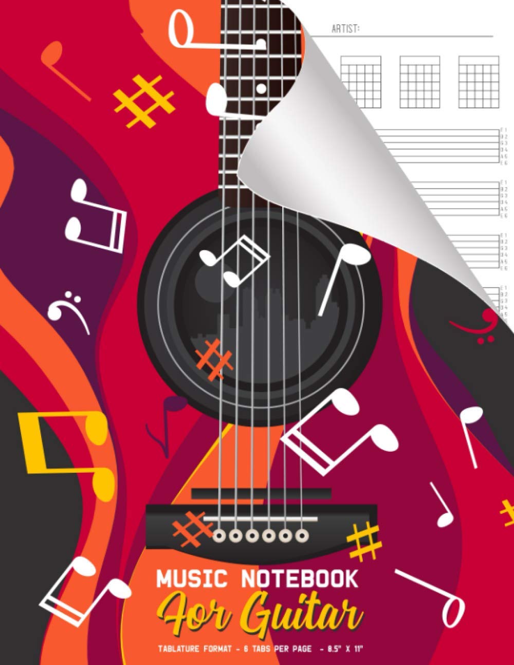 Music Notebook for Guitar: Blank Guitar Chord and Tablature Music Paper for Practice or Writing Beginners to Advance