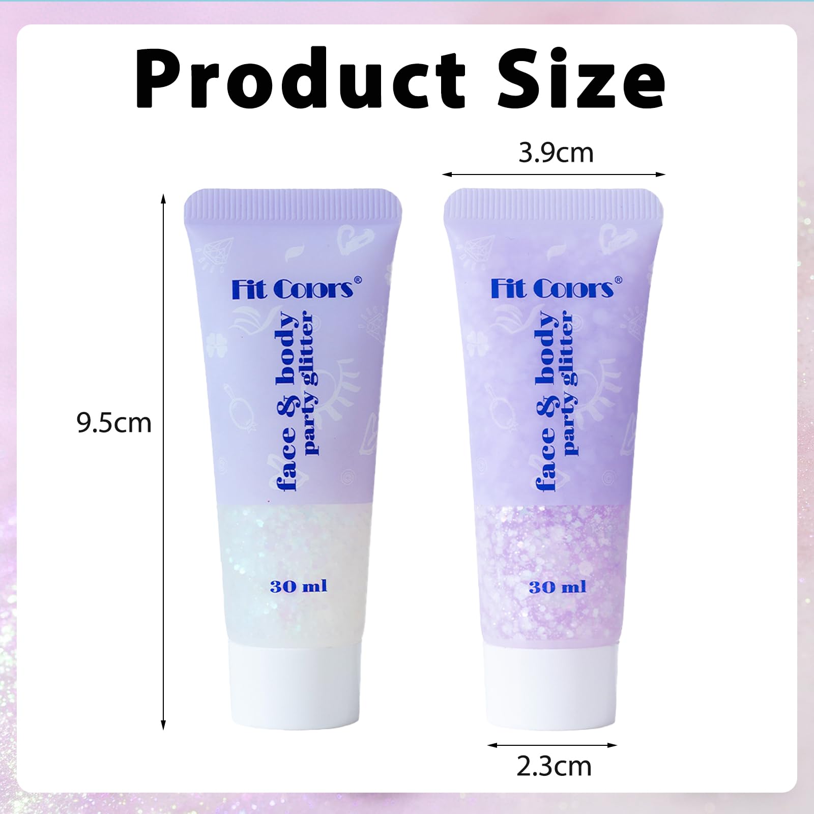 Glitter Gel Chunky 2x30ml Bianco & Rosa Argento. Gel Scintillante Viso, Corpo, Capelli a Lunga Tenuta per Festival, Feste, Carnevale.