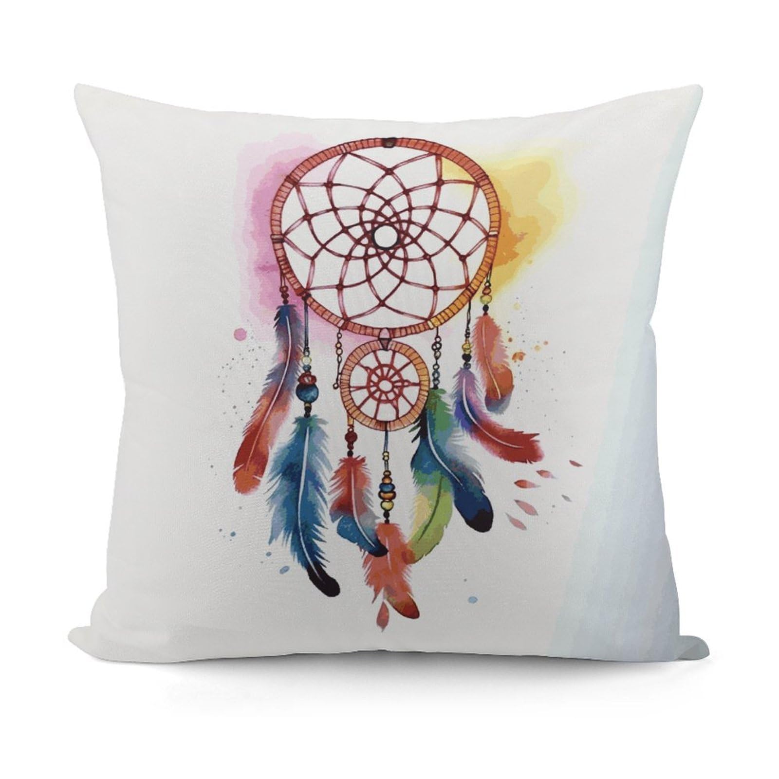 VstaDank Watercolor Dream Catcher Throw Pillow Covers 18x18 Inch Soft Couch Home Decor Cushion Cover Comfortable Plush Square Cushion Case Farmhouse Decorative Pillowcase for Living Couch