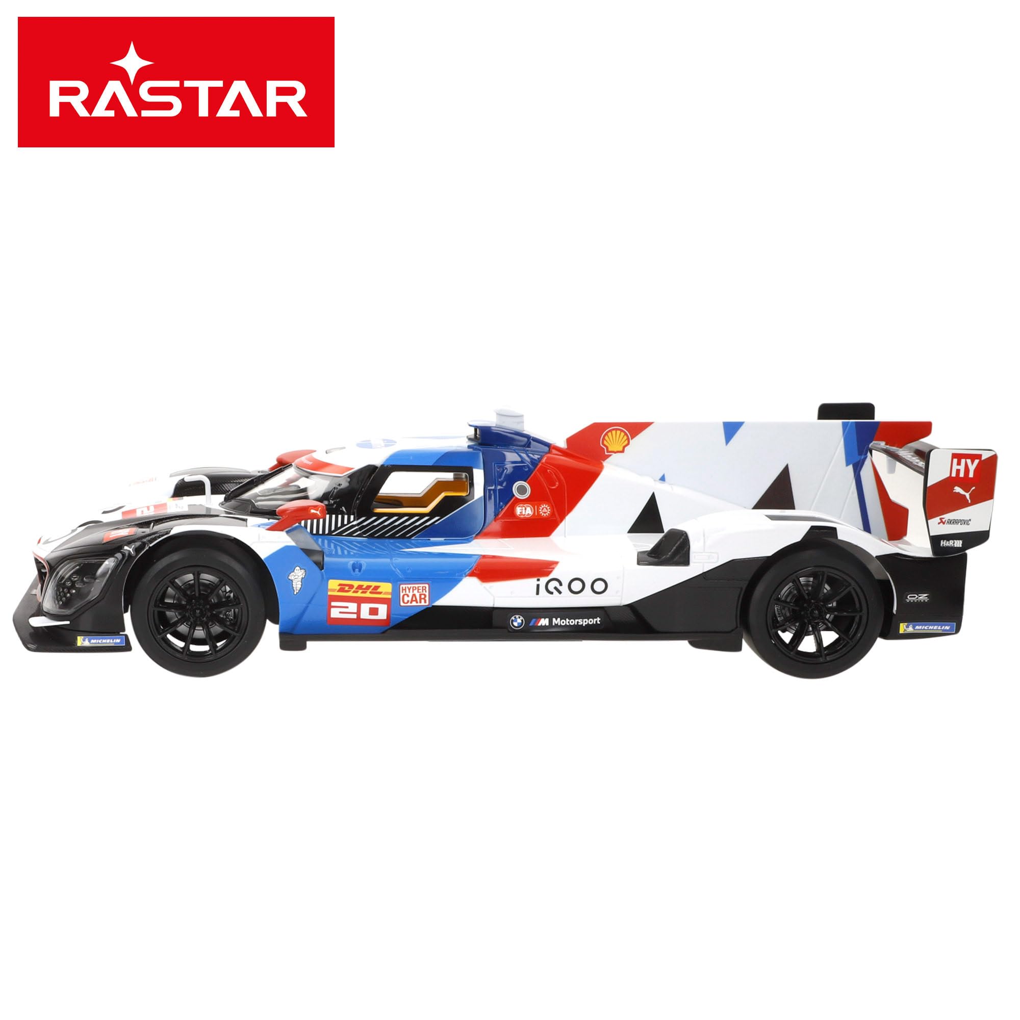 ColorBaby Rastar Samochód zdalnie sterowany BMW M Hybrid V8, skala 1:14, światła przednie, pilot zdalnego sterowania, otwieranie drzwi, podwójna prędkość 7-11 km/h, 2,4 GHz, oficjalny projekt (41325)