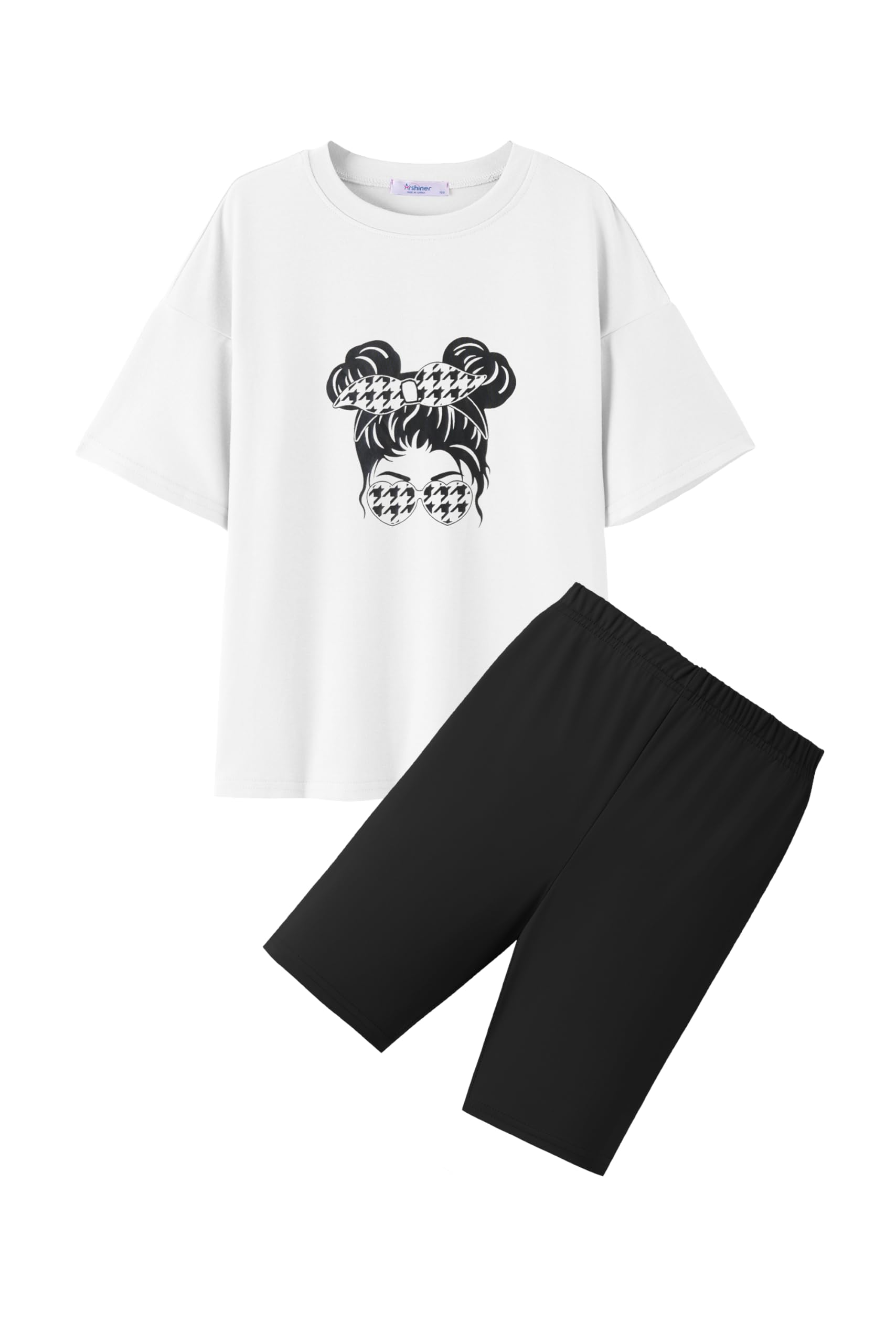 Arshiner Bekleidungssets für Mädchen T Shirt mit Kurze Leggings Kinder Zweiteiler Set Sommer Outfit Sportliche Mädchenbekleidung Modische Kinderoutfits 5-13 Jahre