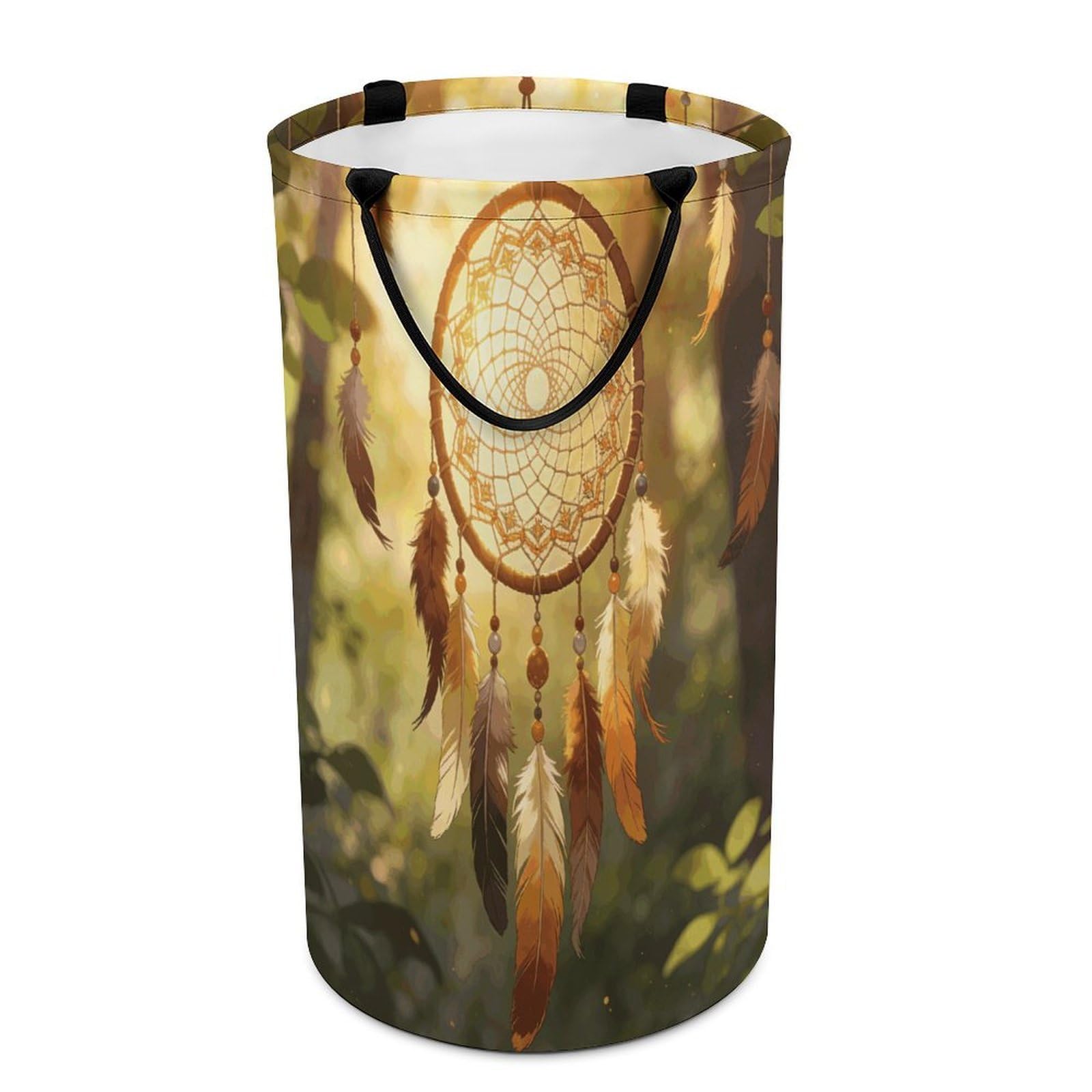 Dream Catcher Laundry Hamper 86L Waterproof Collapsible Clothes Basket with Double Handles Freestanding Foldable Laundry Basket Large Clothes Hamper for Bathroom