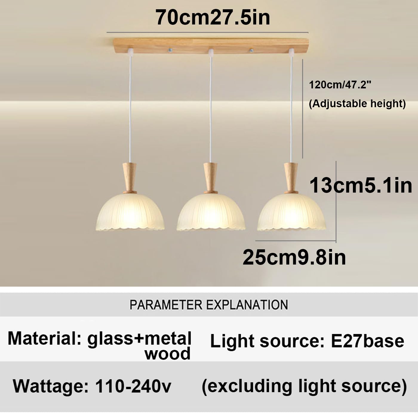 1 Sztuka 3 Głowice Kreatywne Wiszące Światło Klosz Szklany Półokrągłe Lampy Wiszące Nowoczesny Żyrandol W Stylu Nordyckim Romantyczna Podstawa E27 Sufitowa Oprawa Oświetleniowa