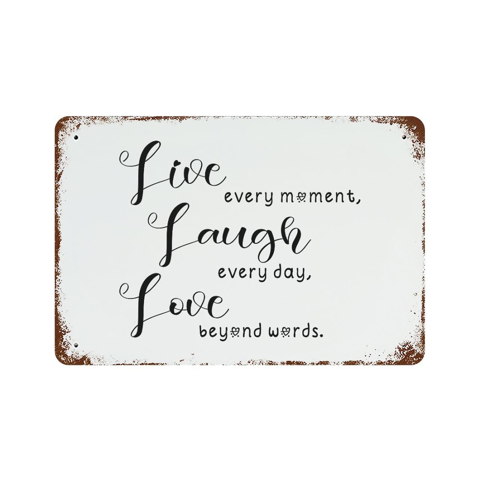 Plaque murale rétro décoration vintage maison Live Laugh Love