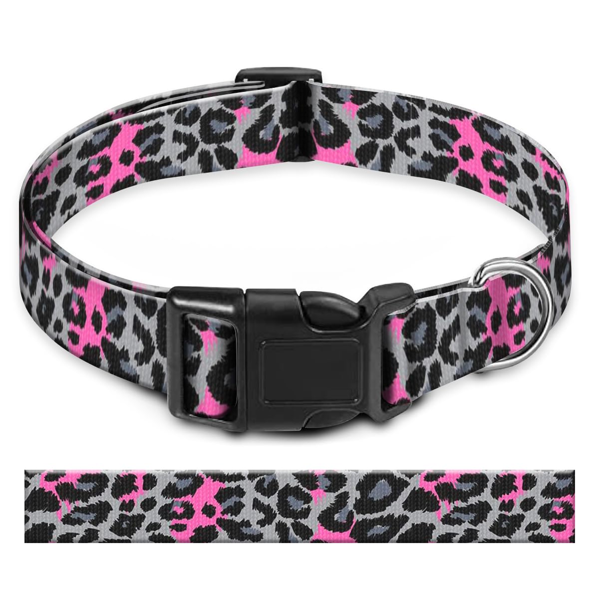 BAYCUFKQ Dog Collar, Cute Pet Collar Adjustable for Large Dogs, Soft Dog Collars with Quick Release Buckle for Walking Running Luxury Purple Leopard