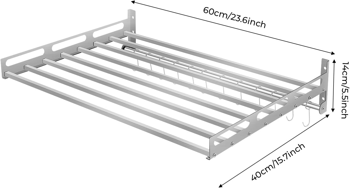 Microwave Shelf Wall Mount Microwave Holder Kitchen Organizer Shelf for Microwave Oven Rack 39.68lbs Capacity for Kitchen Bathroom Bedroom Pantry, 23.6 * 15.7 * 5.5In