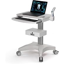 POCHAR Medical Trolley Cart with Oral Scanner Holder & Laptop Tray - Heavy Duty Mobile Laptop Desk Cart on Wheels for Dental Clinics, Hospitals, Offices, Beauty Salons
