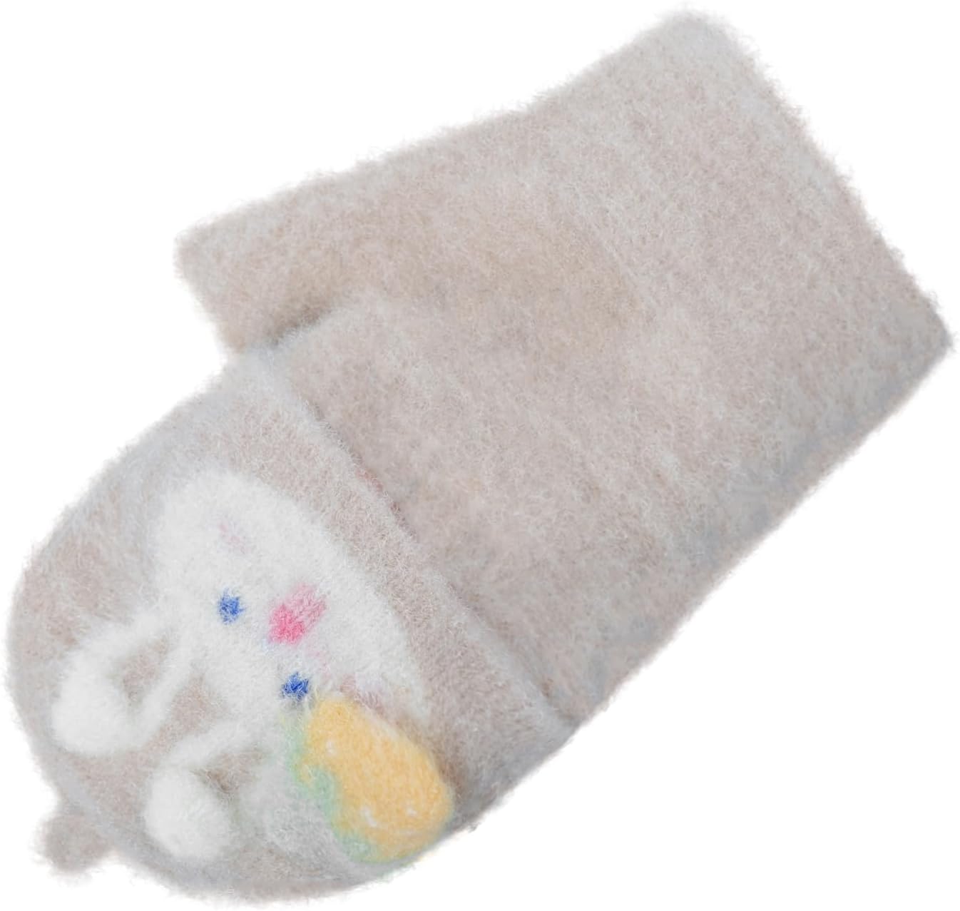 Kids Convertible Flip Top Winter Gloves for 4-8 Years Rabbit Fingerless Knit Gloves for Boys Girls Soft Cute Mittens - Image 6