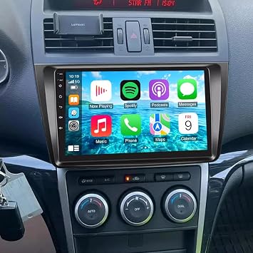 Double Din CarPlay Car Radio Stereo Compatible for Mazda 6 2007-2012 9" Touchscreen Car Radio Audio Receiver with Bluetooth Mirror Link GPS Navi SWC FM Radio AUX+ Reverse Camera+ MIC