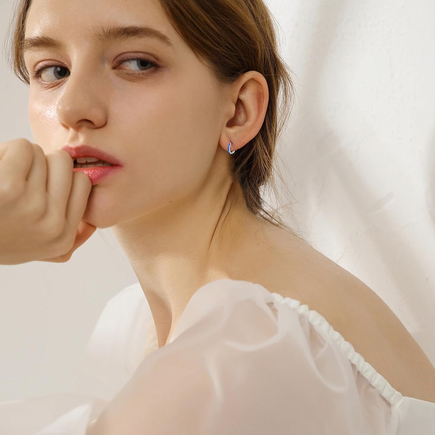 MEDWISE Hoop Earrings for Women 925 Sterling Silver Multi Colored Opal Hoop Earrings Huggie Hoop Earrings Hypoallergenic Earrings Christmas Jewelry Gift for Women Daughter Wife Mom Friends - Image 4