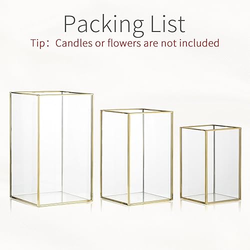 Miniatura 7 de Inweder Portavelas de cristal para huracanes 3 portavelas de vidrio de huracán, rectangulares de vidrio transparente, para velas de pilar,