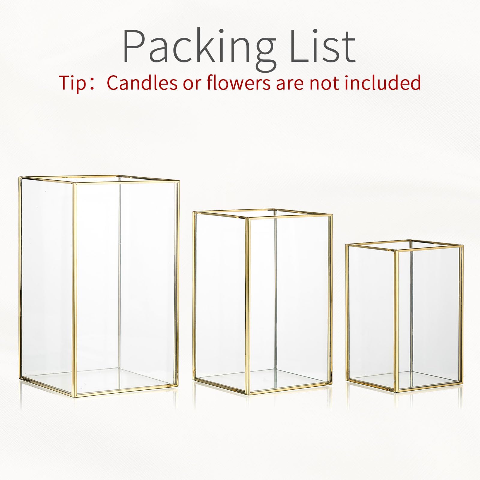 Lot de 3 bougeoirs en verre transparent pour bougies piliers - Grand bougeoir rectangulaire pour table de mariage, Noël, décoration d'intérieur