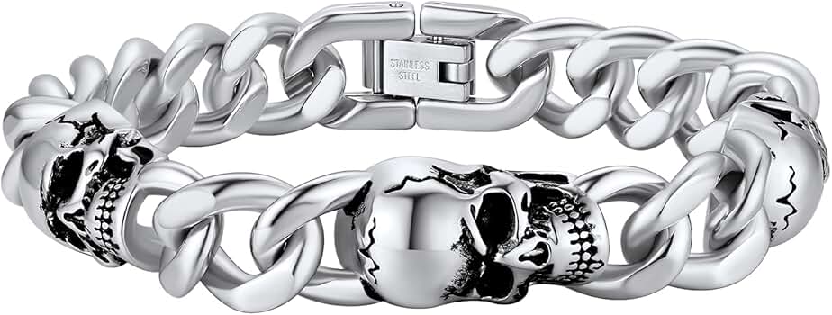 Rammer.スカル.ドクロ.ブレスレット.ドクロ.シルバー.silver Amazon | [ChainsPro] ドクロ スカル ブレスレット メンズ