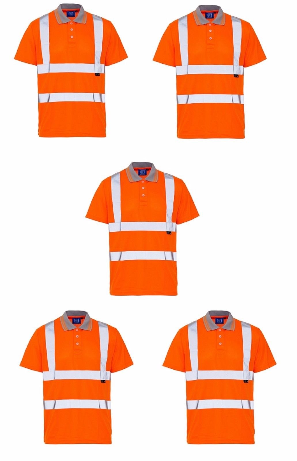 Supertouch Men's Orange 5 Pack High Vis Hi Viz Visibility Polo Shirt Shortsleeves XX-Large
