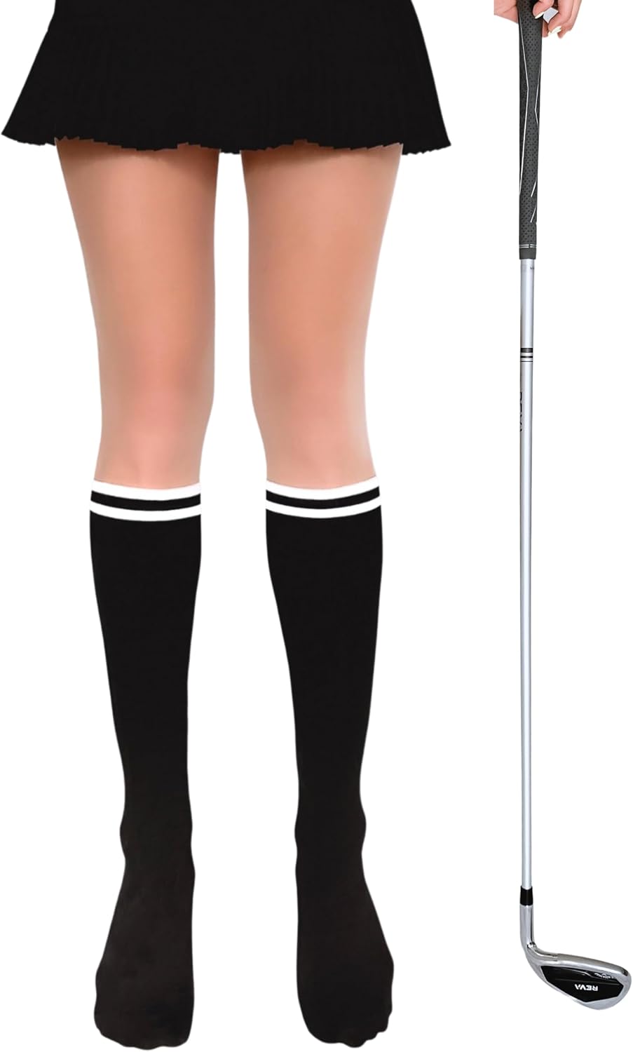 Stripe Two-Tone Knee-High Golf Stockings Pantyhose Tights UV Protection Spring Summer Autumn