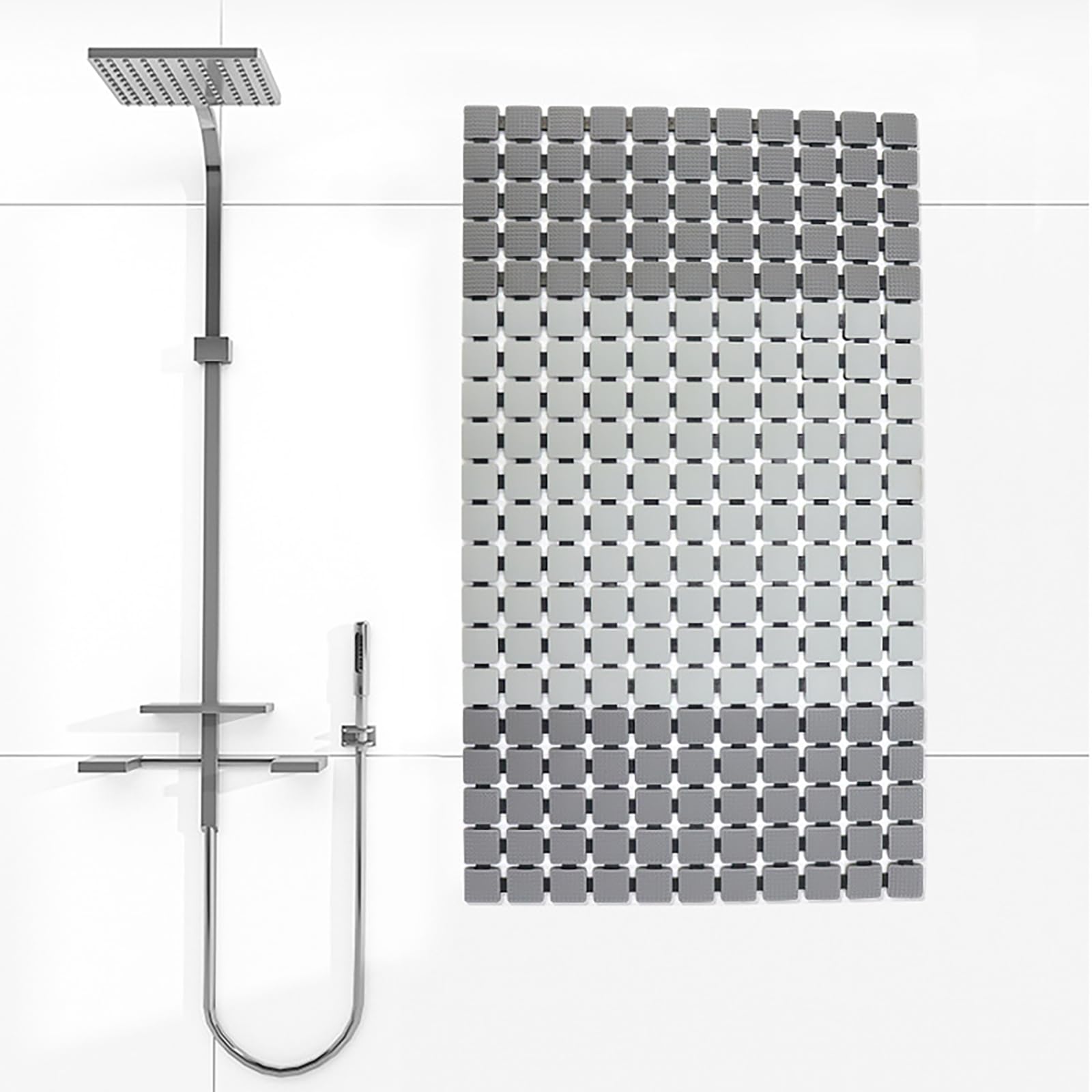 Multifuncional Alfombra Banera Antideslizante Rectangular con Ventosas, Secado Rápido Alfombrilla Antideslizante Ducha Niños, Plegable Tapete de Bano, Lavable a Máquina 39X68cm,A