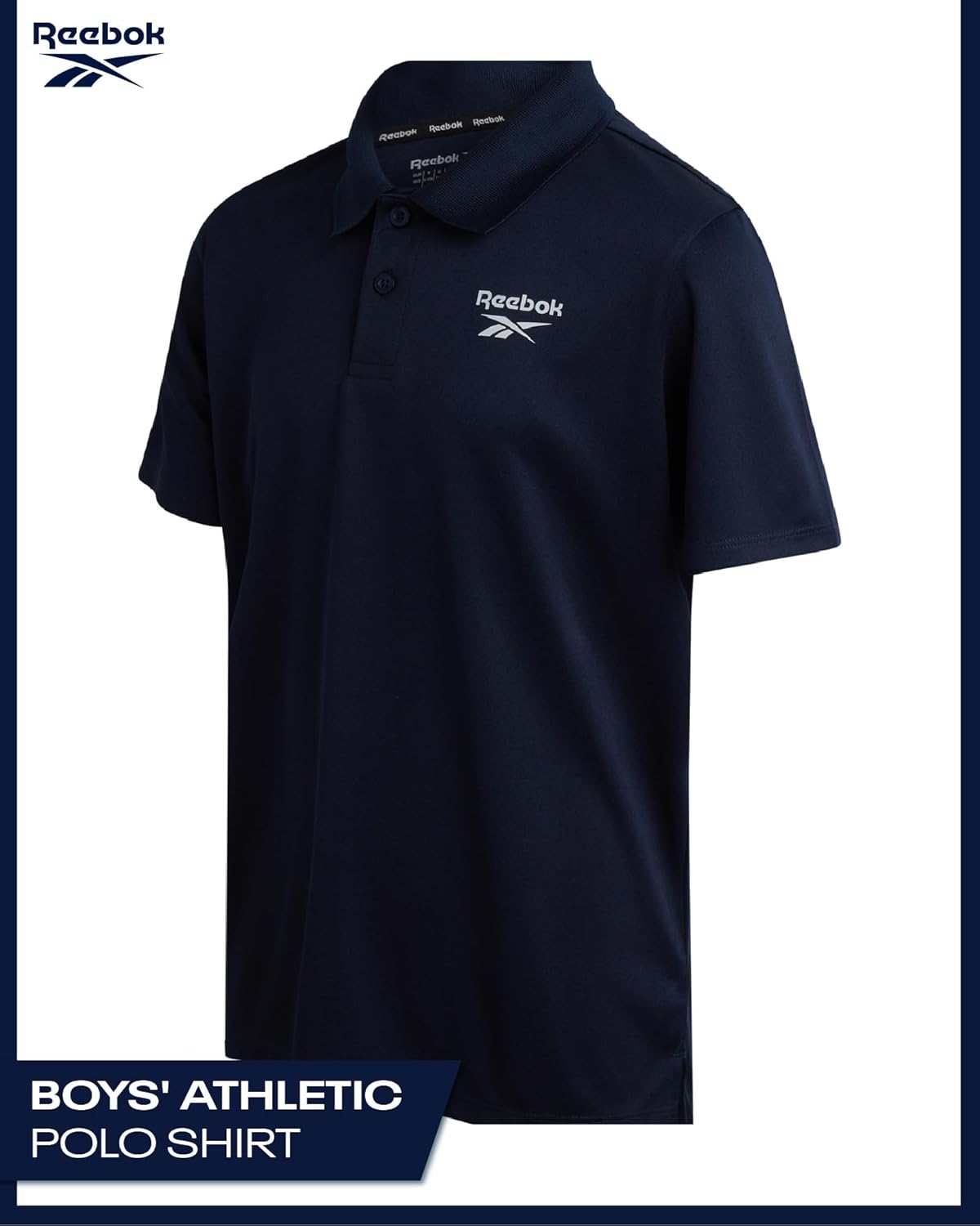 Reebok Boys Polo Shirt - Dry Fit Performance Short Sleeve Collared Golf Shirt - Moisture Wicking Boys Athletic Shirts - Image 2