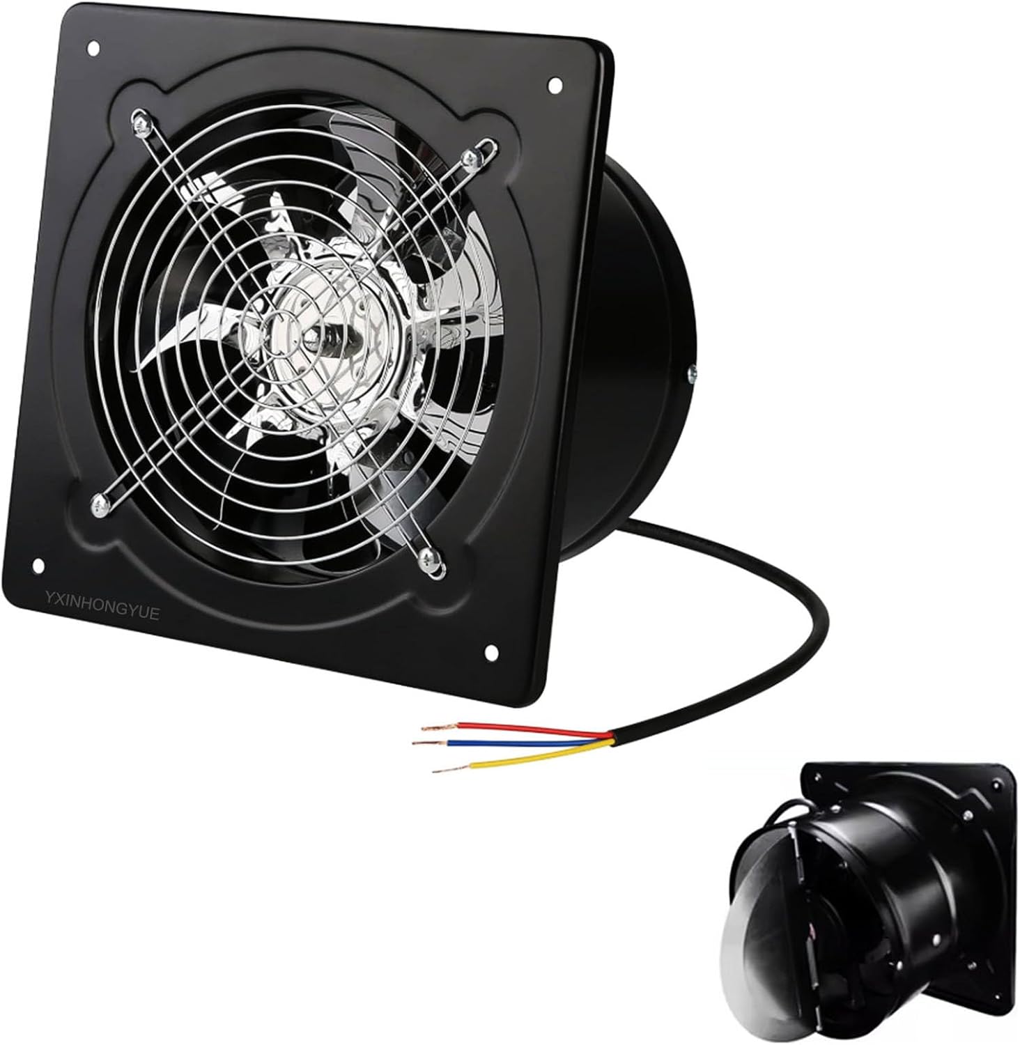 Industrial-Grade Kitchen Exhaust Fan, with Check Valve 4 Inch 6 Inch 7Inch 8 Inch Low Decibel 7 Blades Through-Wall Bathroom Ventilation Fan for Residential,6inch,110V