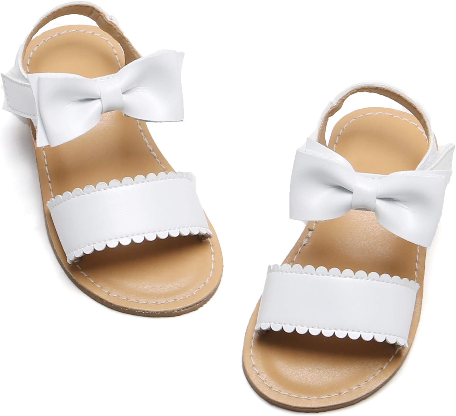Felix & FloraGirls Shoes Soft Rubber Princess Flat Shoes Summer Baby Girl Sandals.(White,9 Toddler)