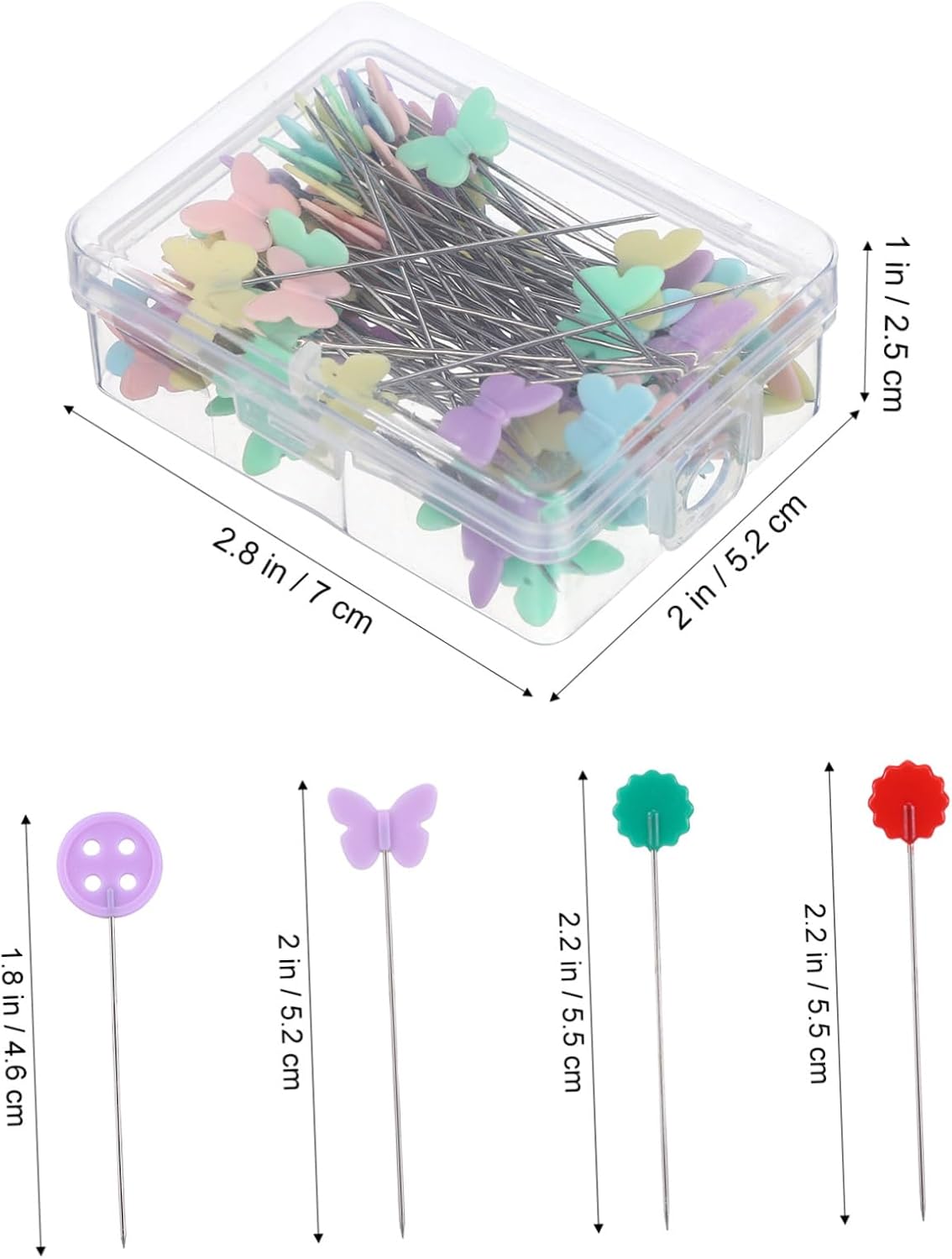 OSALADI 400pcs Flat Head Pins Dressmaker Pins for Quilting Fabric Clips Sewing Jewelry Making Craft Projects