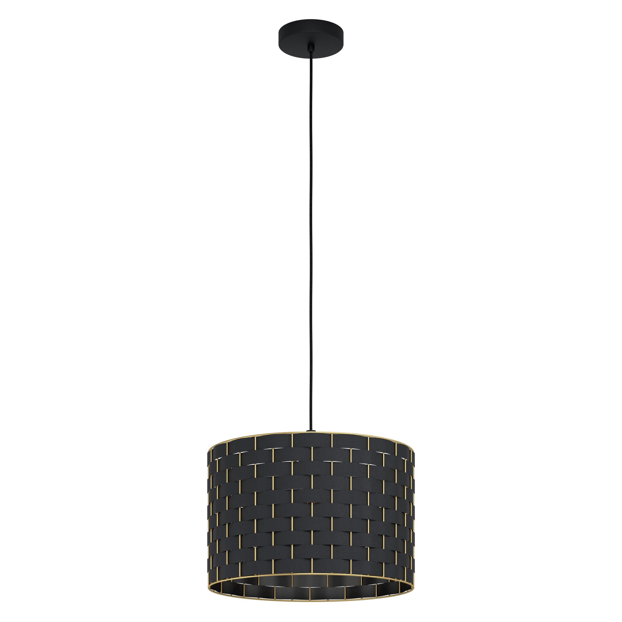 Eglo Black, Brass Marasales Pendant Light Made Of Textile, Ø 38 Cm