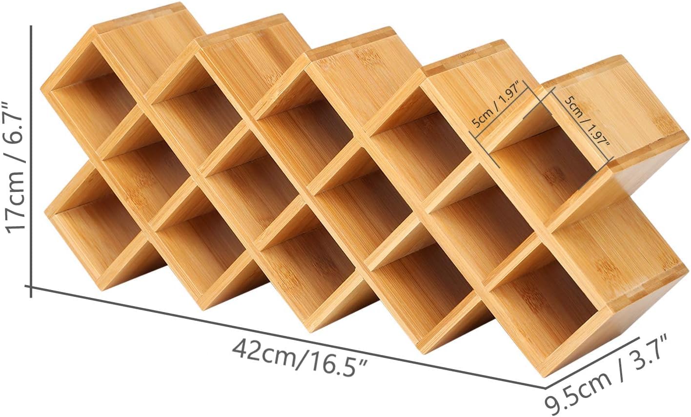 Portaspezie Portacondimenti 14 griglie Portaspezie in bambù Organizzatore da bancone Scaffale da scrivania incrociato adatto per barattoli di spezie, bottiglie, contenitori da cucina, organizer per