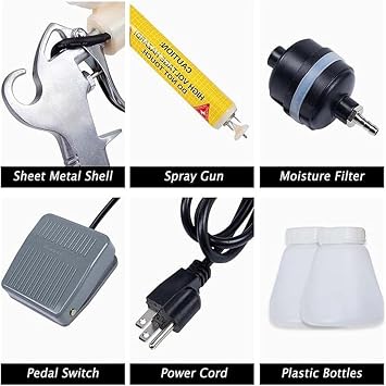 Powder Coating Gun, Electrostatic Powder Coating System, Powder Coat Machine with Foot Switch Spray Gun,Portable Powder Coating System (Yellow)