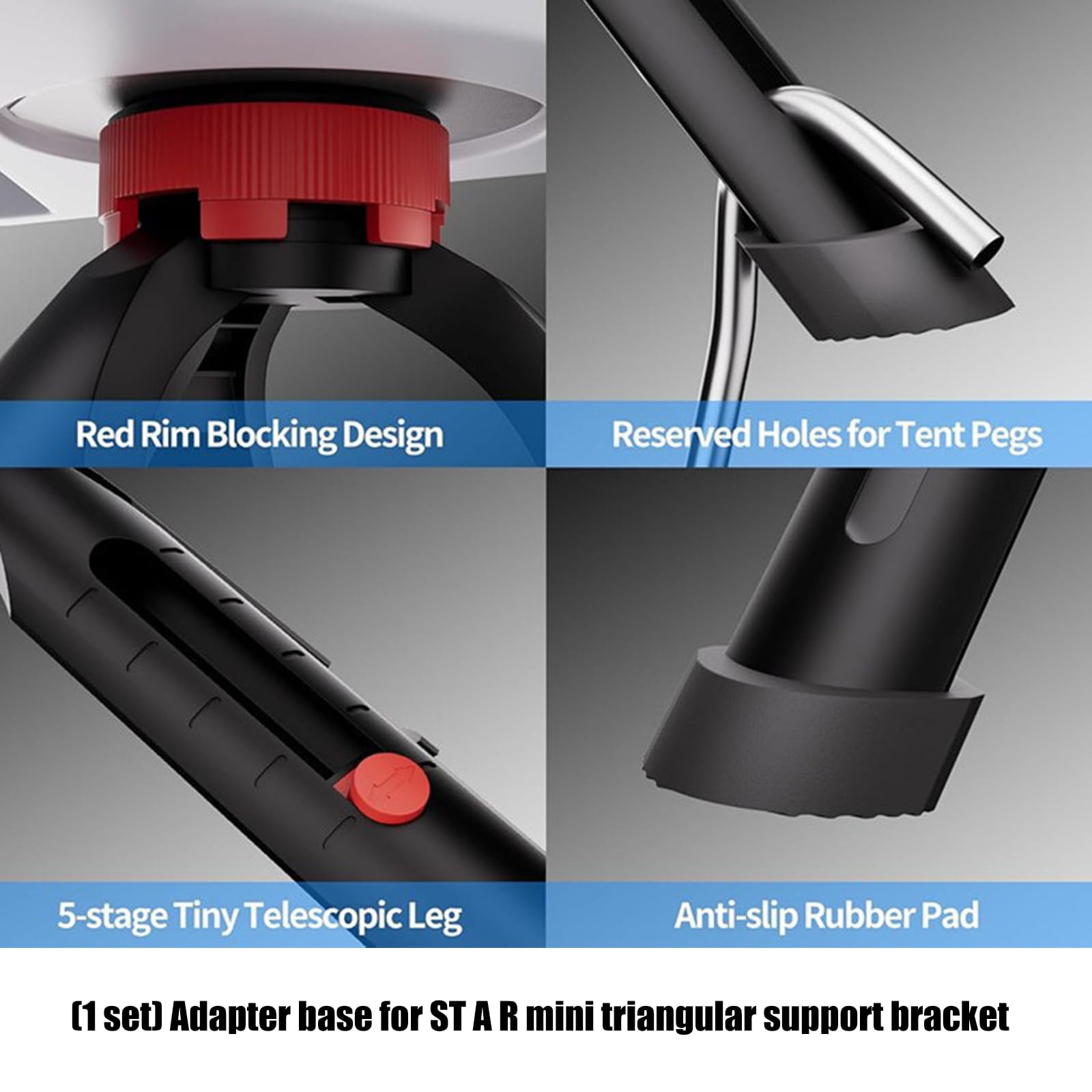 Trépied adaptateur pliable portable en aluminium léger et facile à transporter pour voyage, camping, utilisation en extérieur