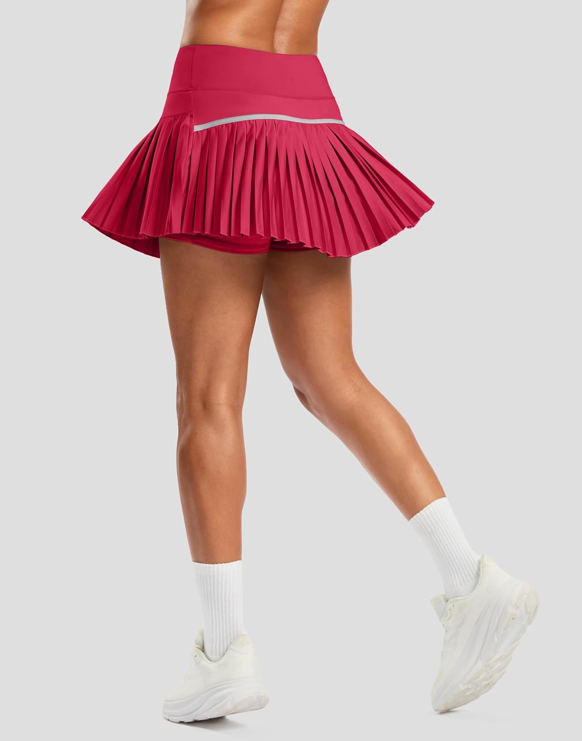 SANTINY Pleated Tennis Skirt for Women with Pockets High Waisted Athletic Golf Skorts with Shorts for Workout Pickleball