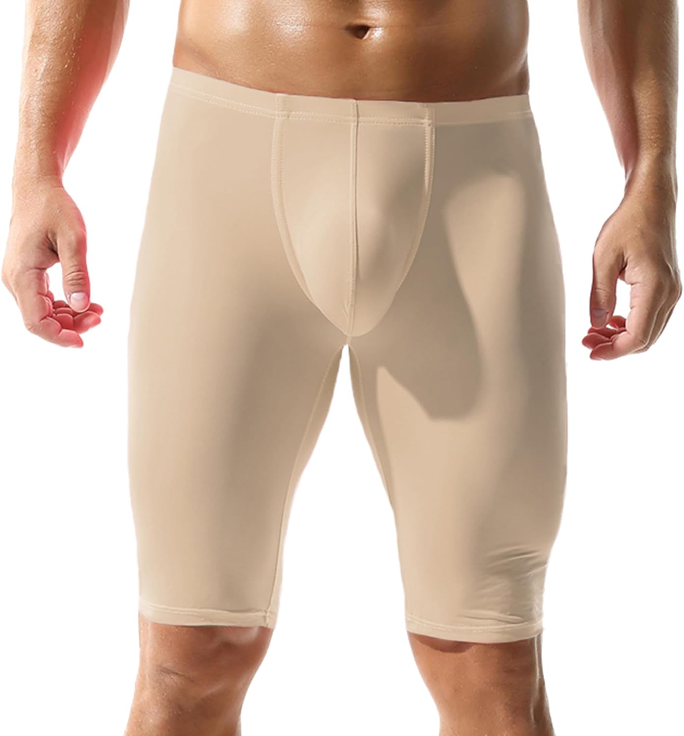 YUFEIDA Men's Compression Half Tights Leggings Sheer Swimwear Shorts Trunks Pant - Image 2