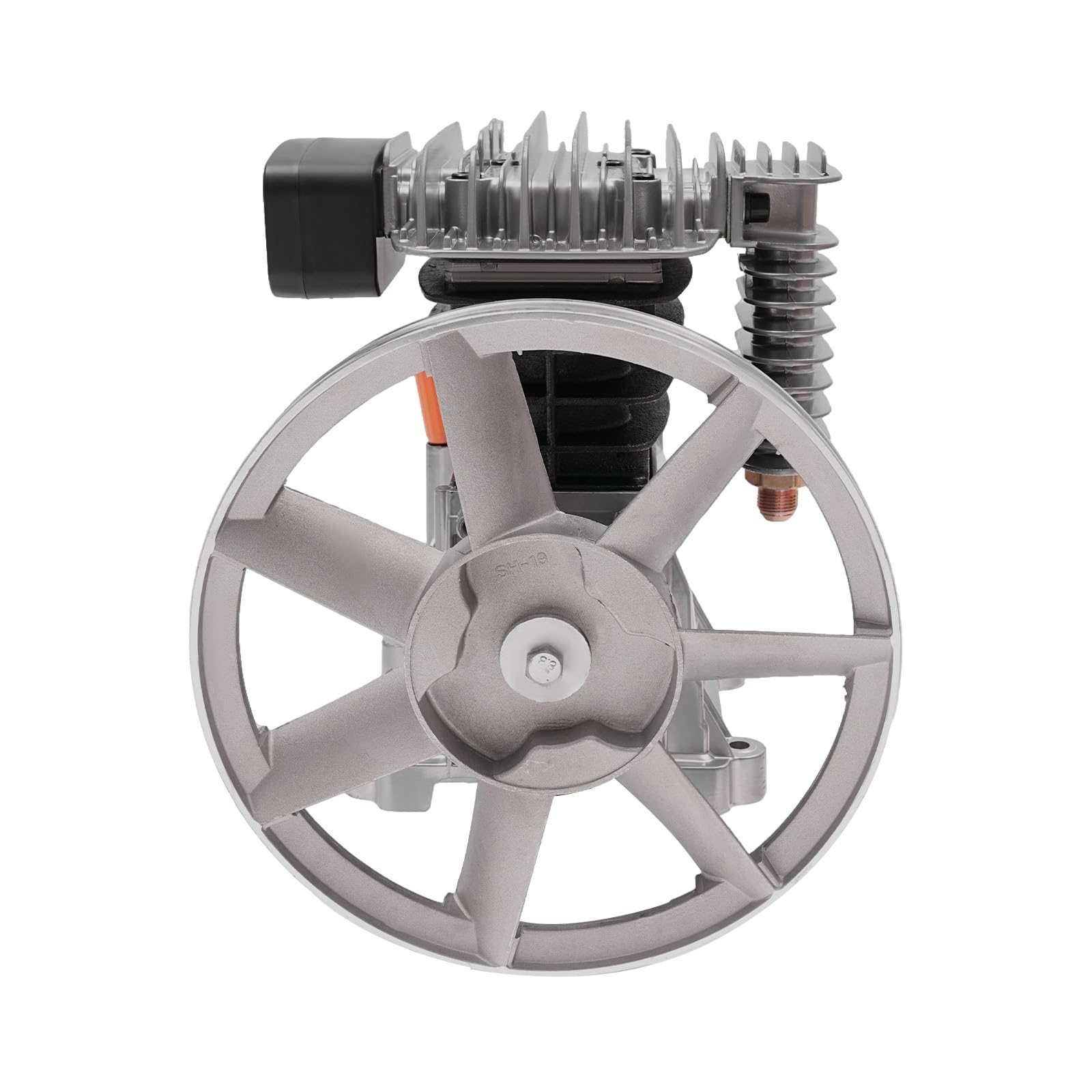 Compresor de aire agregado cabeza de la bomba, cabezal de compresor de aire 2 HP con 2 cilindros, 960 rpm, con polea, aspiración de aire teórica 170L/min, 10 bar