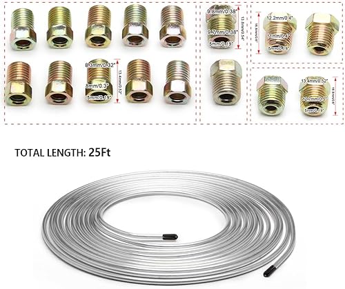 Miniatura 2 de Kit de línea de freno de 25 pies de 316  Incluye 16 accesorios de línea de freno invertidos  Tubo de línea de freno de cobre chapado en zinc  Kit de