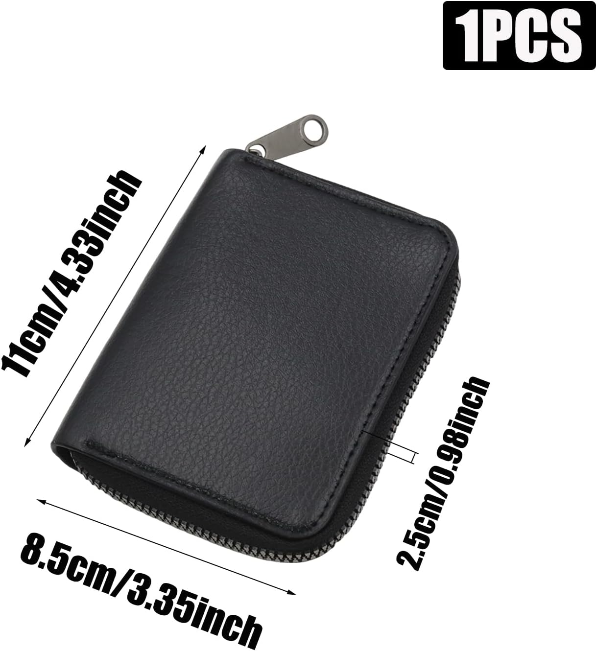 20 Slots Black Card Holder, Genuine Leather Wallet Secure Case Zipper Organizer, Small Credit Card Wallet for Men/Women