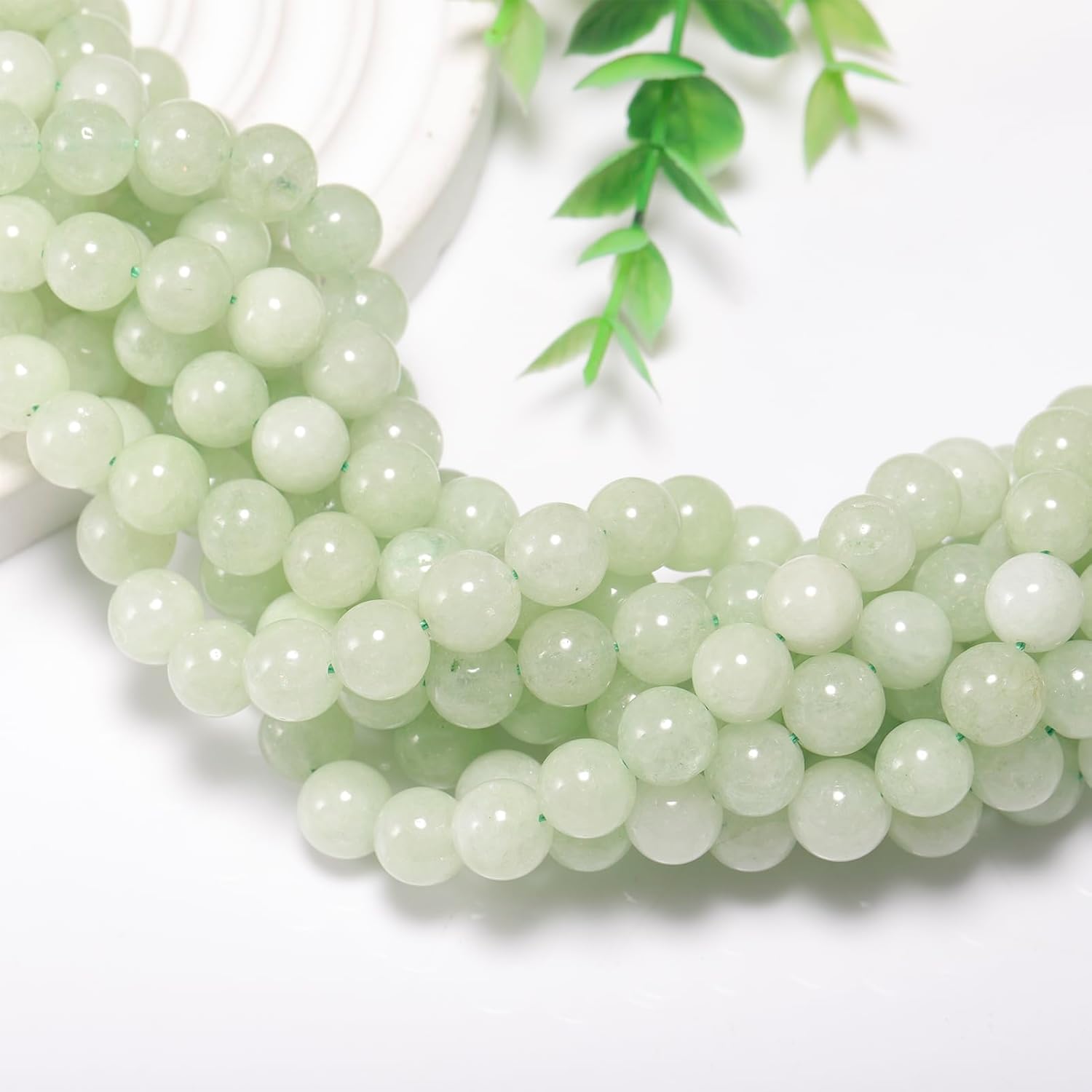 10mm New Mountain Jade Round Beads, 35 Pcs for Jewelry Making image 2