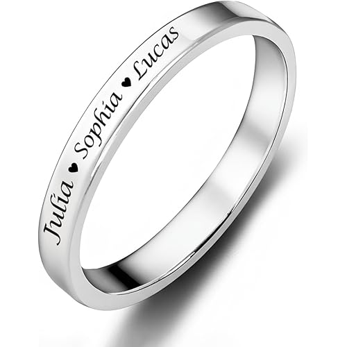 Engraved Sterling Silver Rings - Customize Family Name Ring Personalized Jewelry