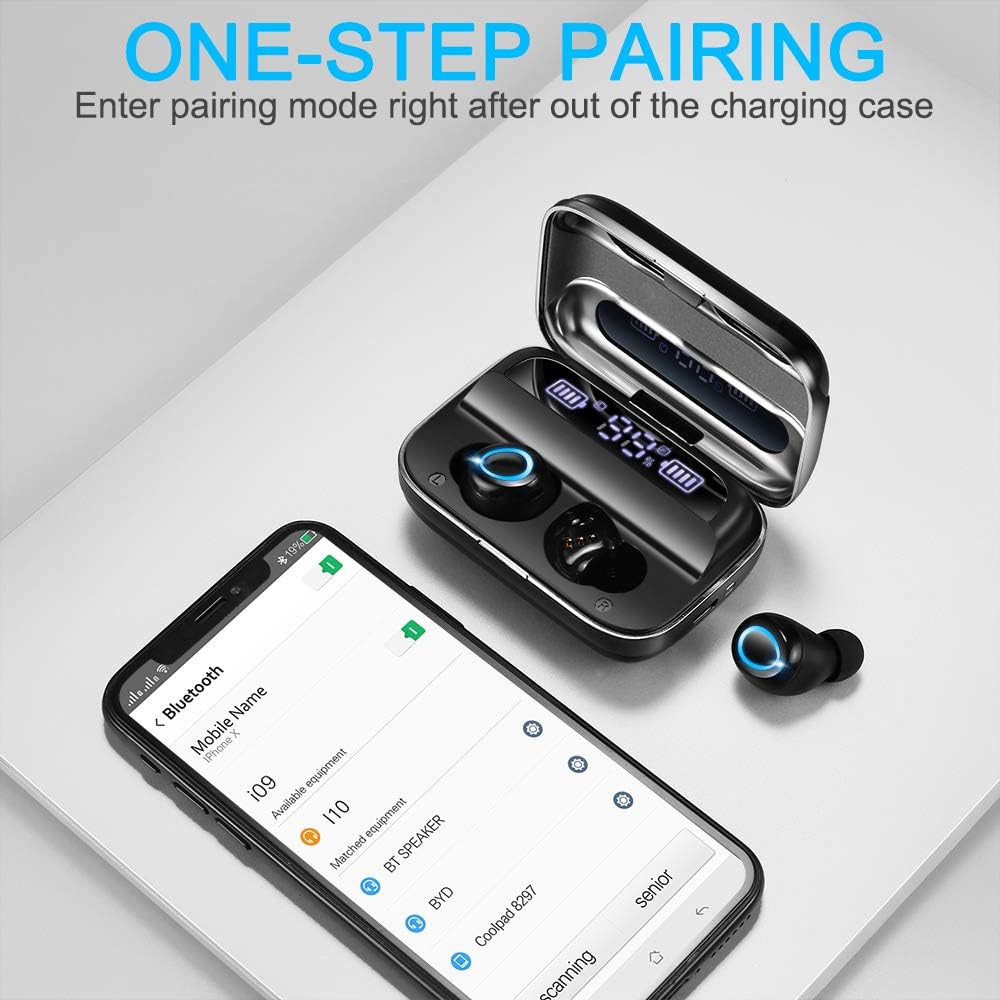 🔥 Hot Deals Donerton Wireless Earbuds, Bluetooth 5.1 Headphones 140 Hours Playtime Earphones with Charging Case, in Ear Headset IP7 Waterproof Earbuds Noise Cancelling Microphone, LCD Display, for Sports/Working