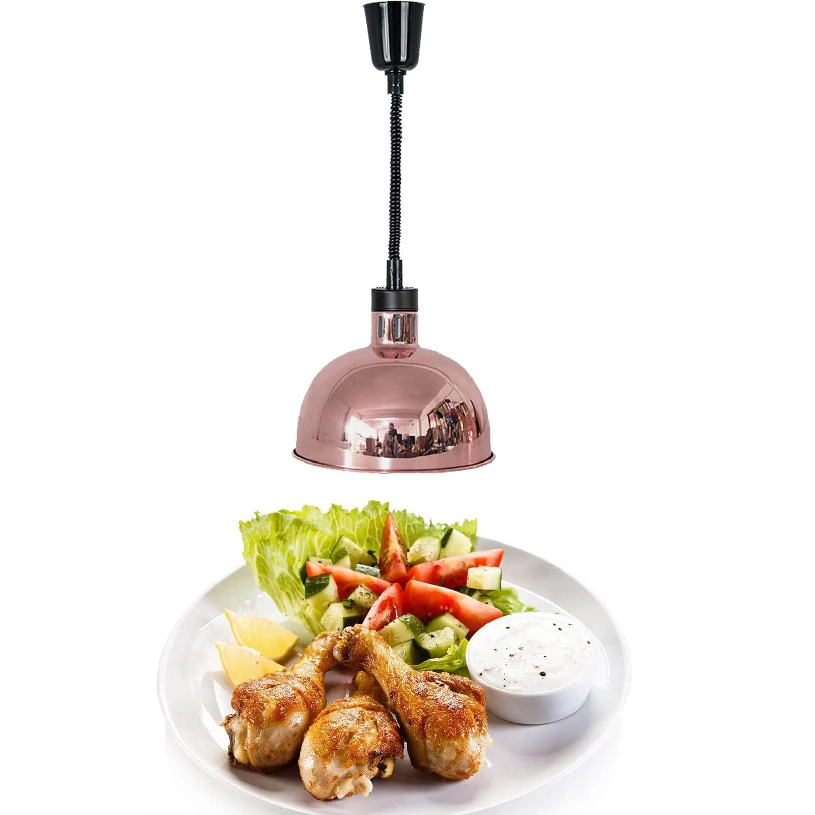 Scaldavivande commerciali 250 W - Lampada termica regolabile da appendere per ristoranti, lampada riscaldante per servizi alimentari con portata di 60-180 mm - Forniture per ristoranti