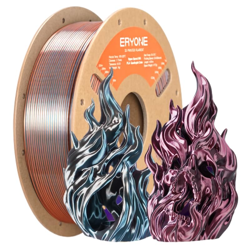 ERYONE HS Silk Quadruple Color PLA Filament for 3D Printer 1.75mm +/- 0.03mm, Hyper Speed Coextrusion Filament PLA Shiny 1kg, Emerald Athene (Carbon Gray & Rose Gold & Emerald Green & Wine Red)