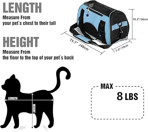 Miniatura 8 de ZaneSun Transportador para gatos, transportador de viaje para mascotas de lados suaves para gatos, perros y cachorros, bolsa plegable portátil para