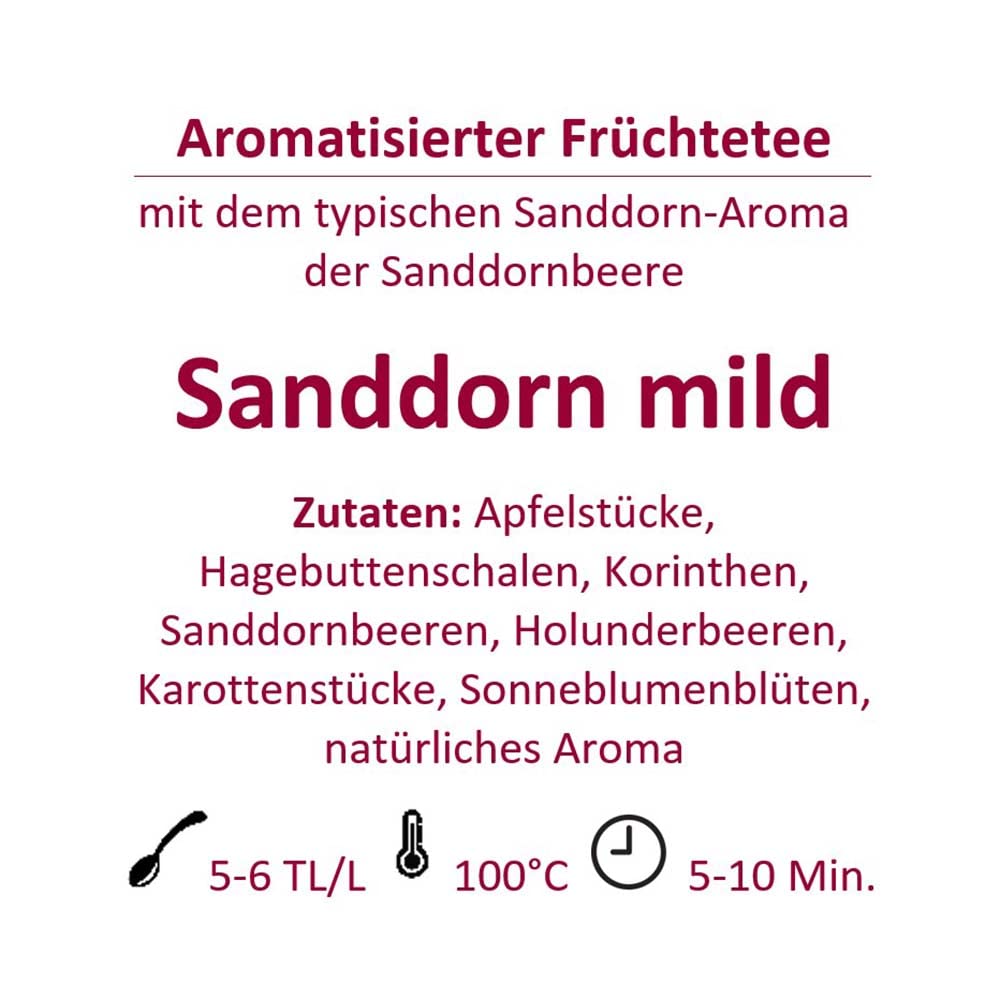 Tee-Express Früchtetee "Sanddorn mild" mit Apfelstücken und Sanddornbeeren - loser Tee (1000g)