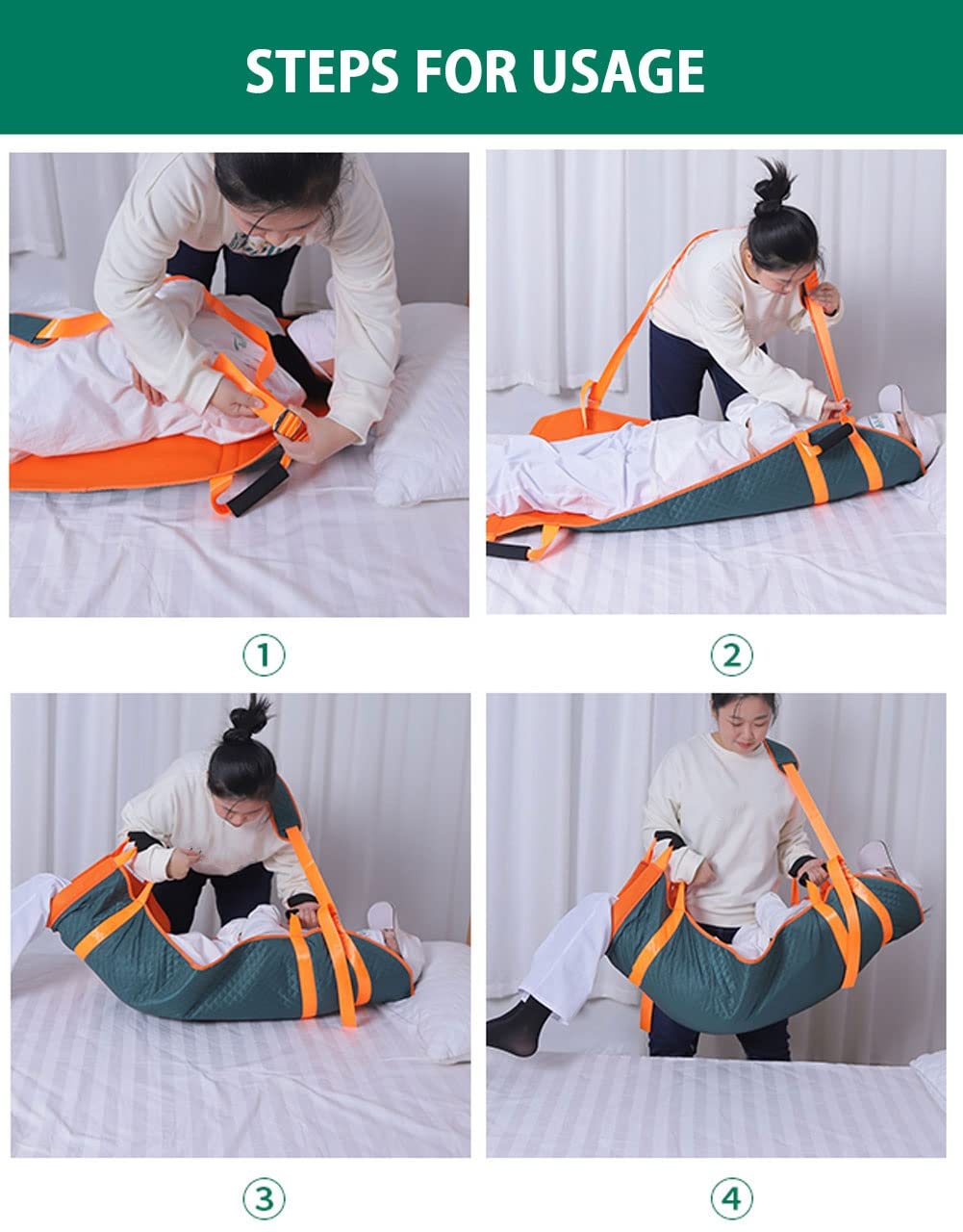 Transfergurt Gleittuch Pflege mit Griffen, Transferhilfe Positionierhilfe Gleittuch für Betttranfer für Bettlägrige Senioren ältere Menschen und Patient, 120x70cm