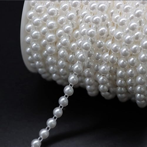 Miniatura 3 de Jerler Guirnalda de perlas artificiales, cadena de perlas artificiales, ideal para manualidades, Navidad, boda, ramo y decoración de fiestas (blanco)