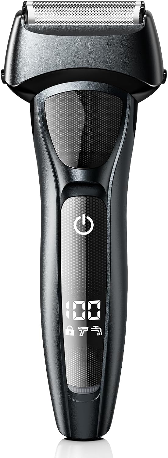 electric foil shavers for men: portable electric razor for face- rechargeable wet/dry waterproof shaver with led display & fast charge-ultra-thin razor for close shaving