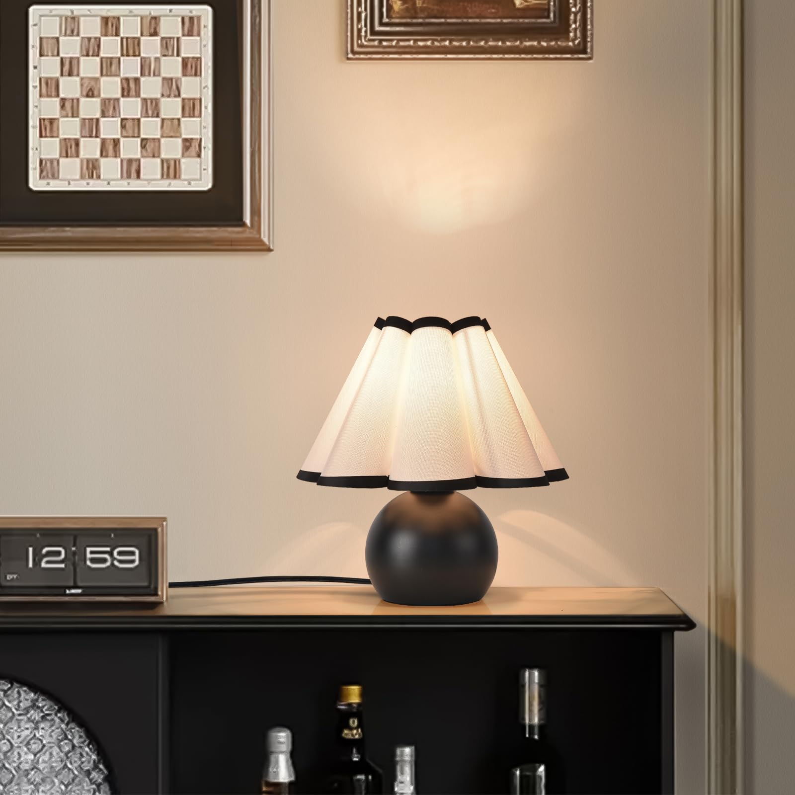 Photo 1 of Ziqqeelam Matte Black Mini Table Lamp