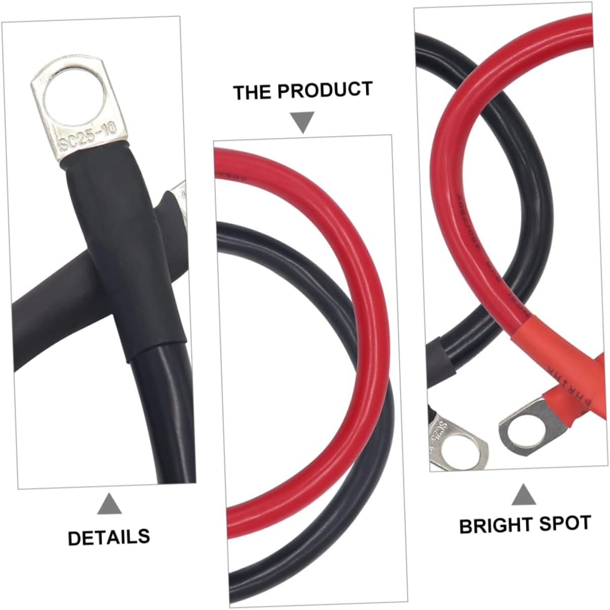 Gatuida 2pcs Battery Cable Eyelets Positive Negative Power Cable for Vehicles Rvs Inverters and Solar